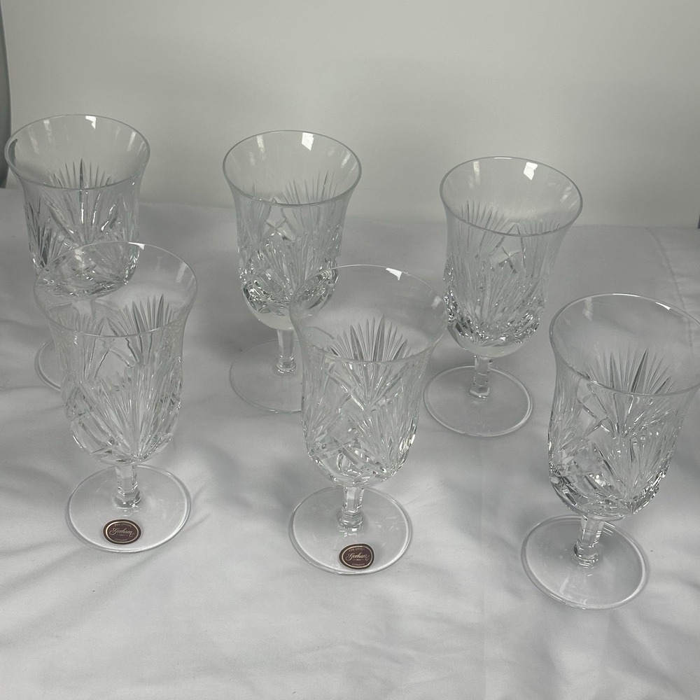 SET‎ 6 VINTAGE GORHAM WINE DIAMOND LEAD CRYSTAL GLASSES RETIRED EUC